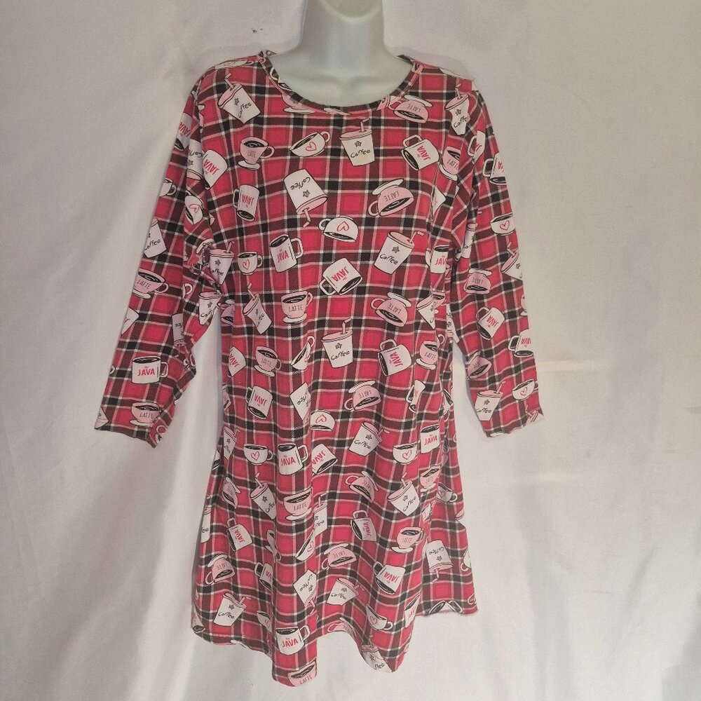 Cozee Corner Long Night Shirt/lounge shirt for coffee lovers, small